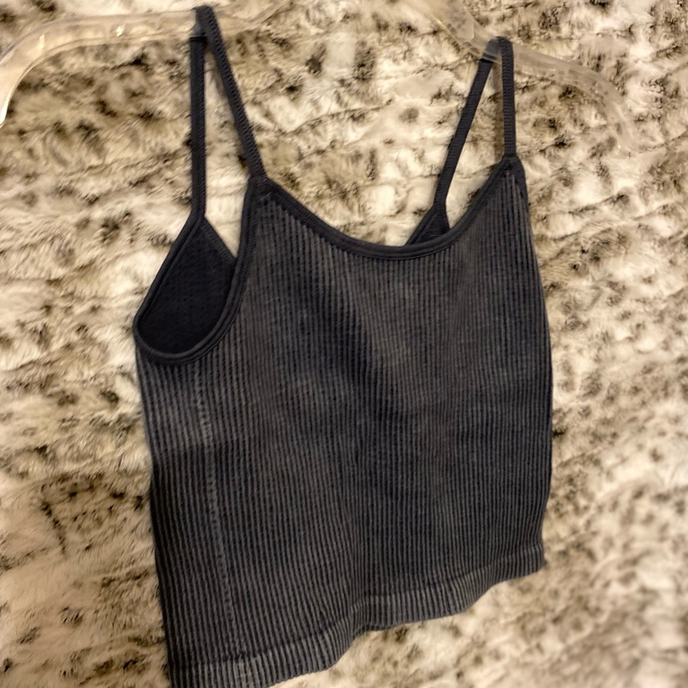 greyish blue spaghetti strap tank top